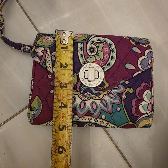 VERA BRADLEY Heather Paisley Turn Lock Wallet Wristlet Purple Teal - Picture 13 of 16